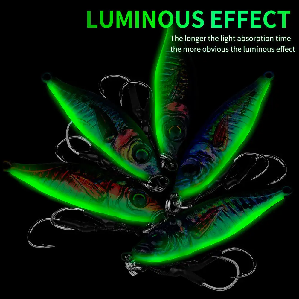 Wholesale 30g 40g 60g 80g Luminous Japanese 3D Printing Saltwater Metal Jig Fishing Lure Fast Sinking Bait with Cheap Price