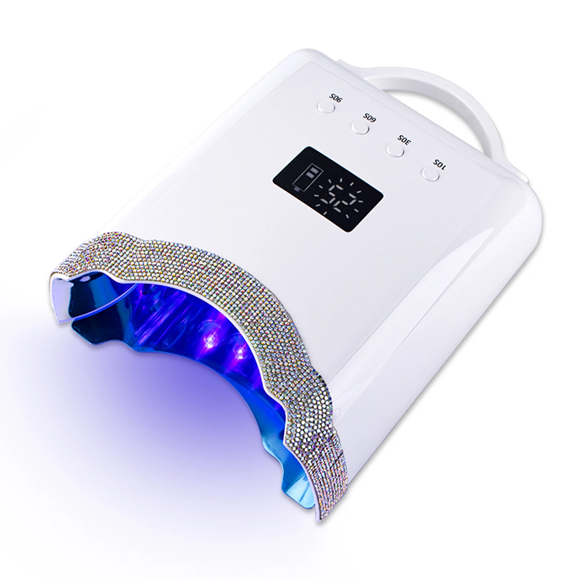 Oem Custom 78w White Rechargeable Sun Uv Led Nail Lamp With Rhinestones Nail Dryer And Rechargeable Nail Table Lamp