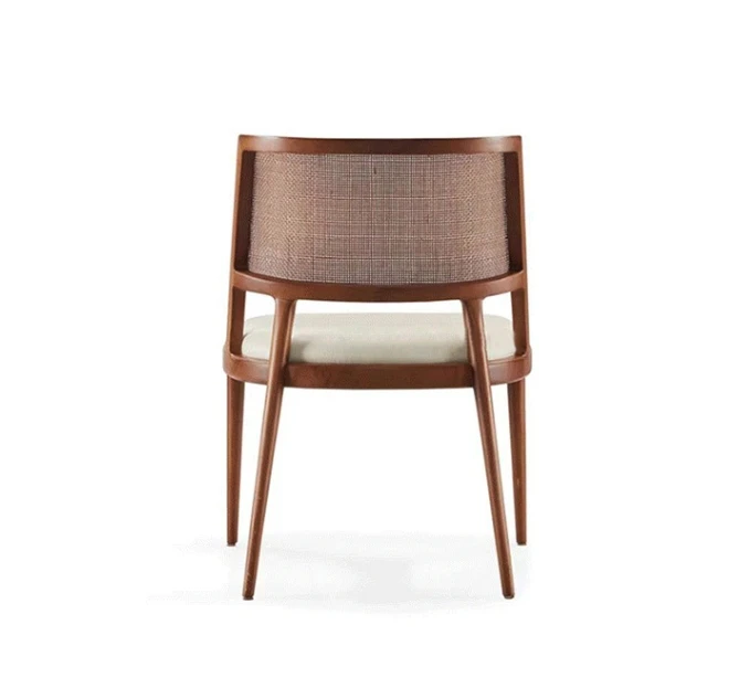 Wholesale Luxury Rattan Solid Wood PU Leather Seat Dining Chair for Restaurant Dining Room Furniture Modern Kitchen Chair Wooden