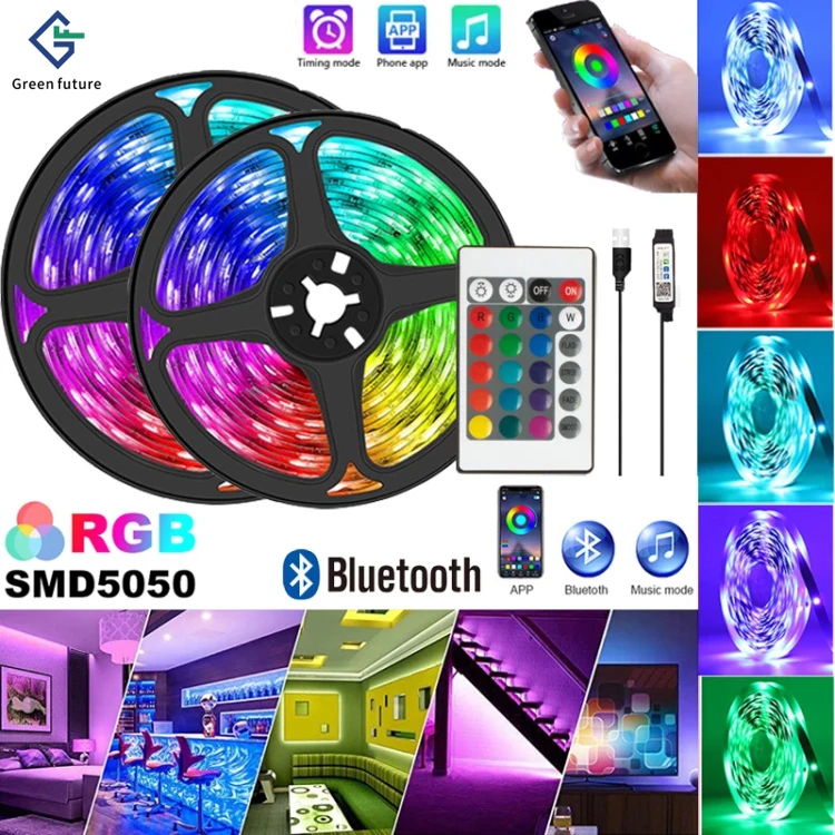 Hot Sale LED Kit Music Sync color changing Voice Control Google Home Alexa Tuya 5M 10M Smart WIFI 5050 RGB LED Strip Lights