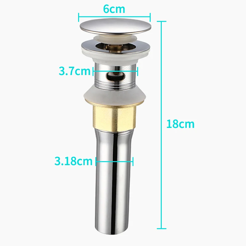 UPC Bathroom Basin Sink Drain Brass Pop Up Drainer With Overflow Stainless Steel Pipe