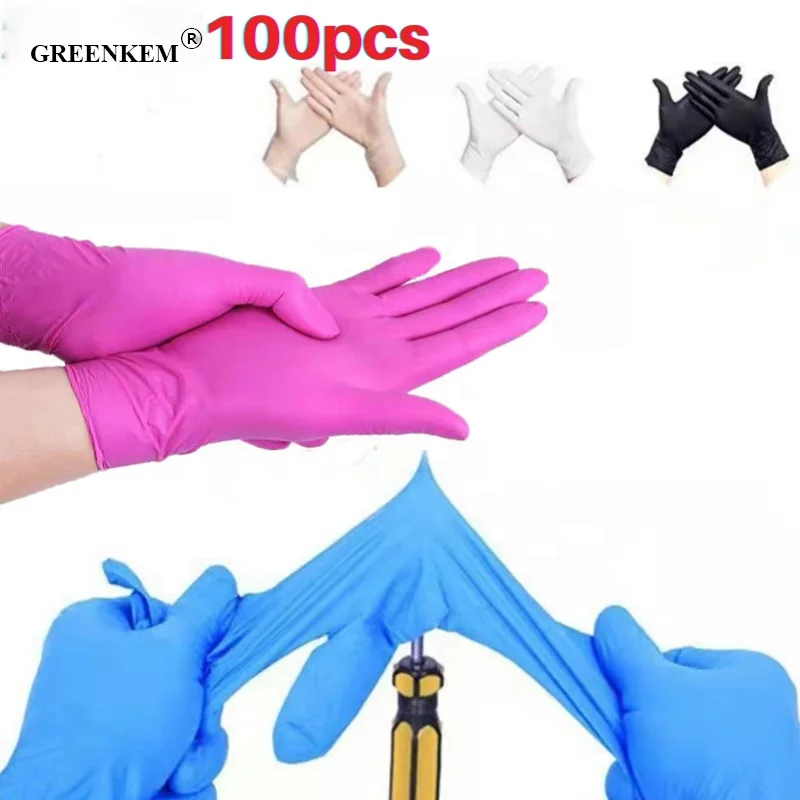 100pcs/Box Reusable Nitrile Gloves Latex Waterproof Cleaning Gloves For Household Garden Kitchen Synthetic Nitrile Gloves