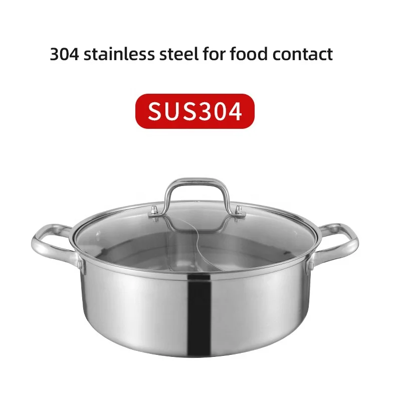 New Design Hot Pot Thickened Round Shape Stainless Steel Shabu Pot Soup Pot With Stainless Steel Handle