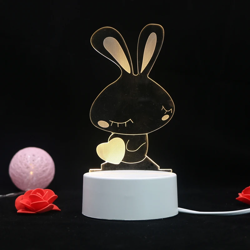 Акция ко Дню Святого Валентина, индивидуальные 3D креативные лампы, акриловая светодиодная иллюзия, ночник, 3d иллюзия, лампа