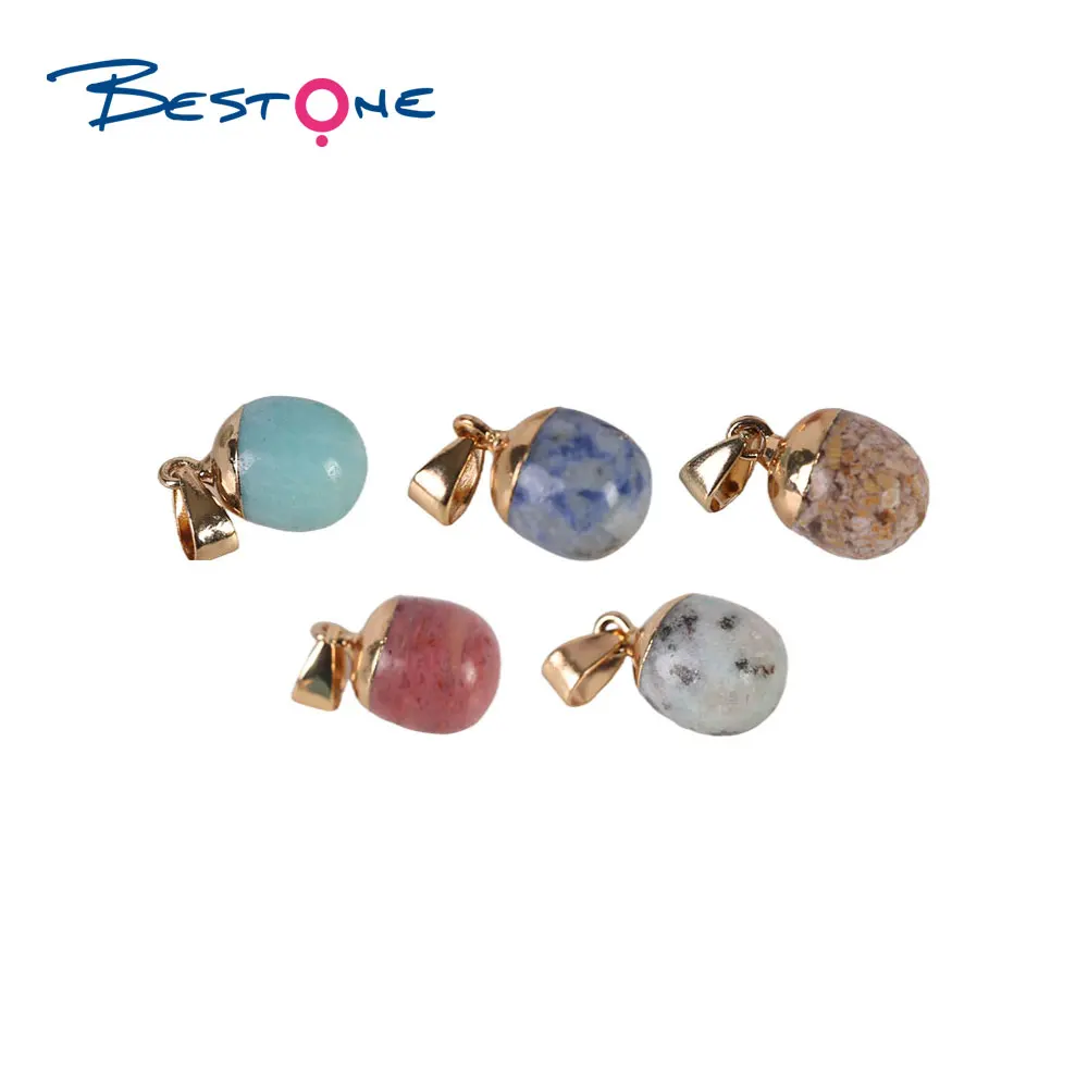 estone Fashion Jewelry Multicolor Natural Precious Stone Round Shape Pendant Charm for Bracelet Jewelry Making