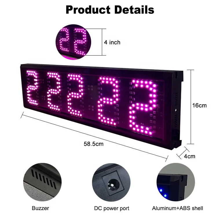 5 Inch 5 Digits Marathon LED Timer Indoor Countdown Race Clock Tripod Running Timer