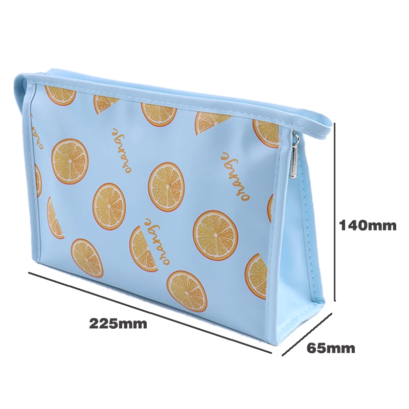 Wholesale Customized Orange Printed Light Blue Skype Cosmetic Bag Set Makeup Bags For Ladies Women