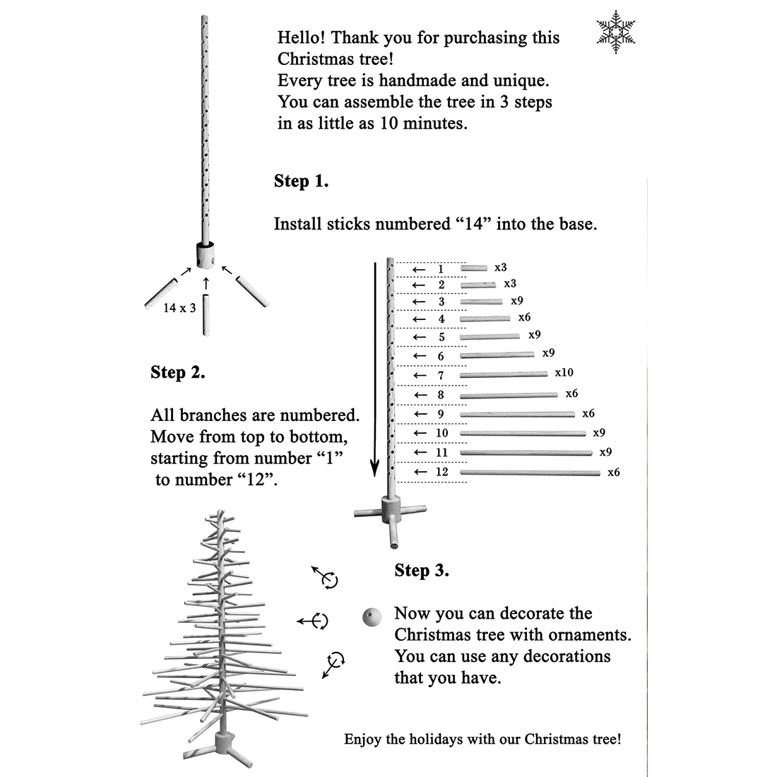 Eco Friendly Sustainably Handcrafted Home Decoration Modern Scandinavian Minimalist Wooden Christmas Tree