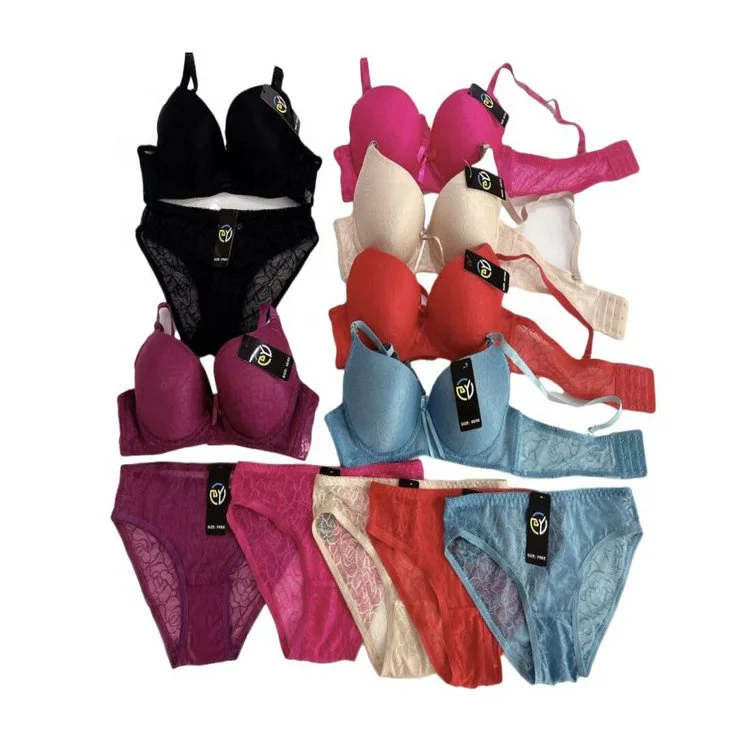 1.68 Dollar Model CG053 Size 36-46 Stock Ready Lingerie Set Push Up Women Bra Set With All Colors
