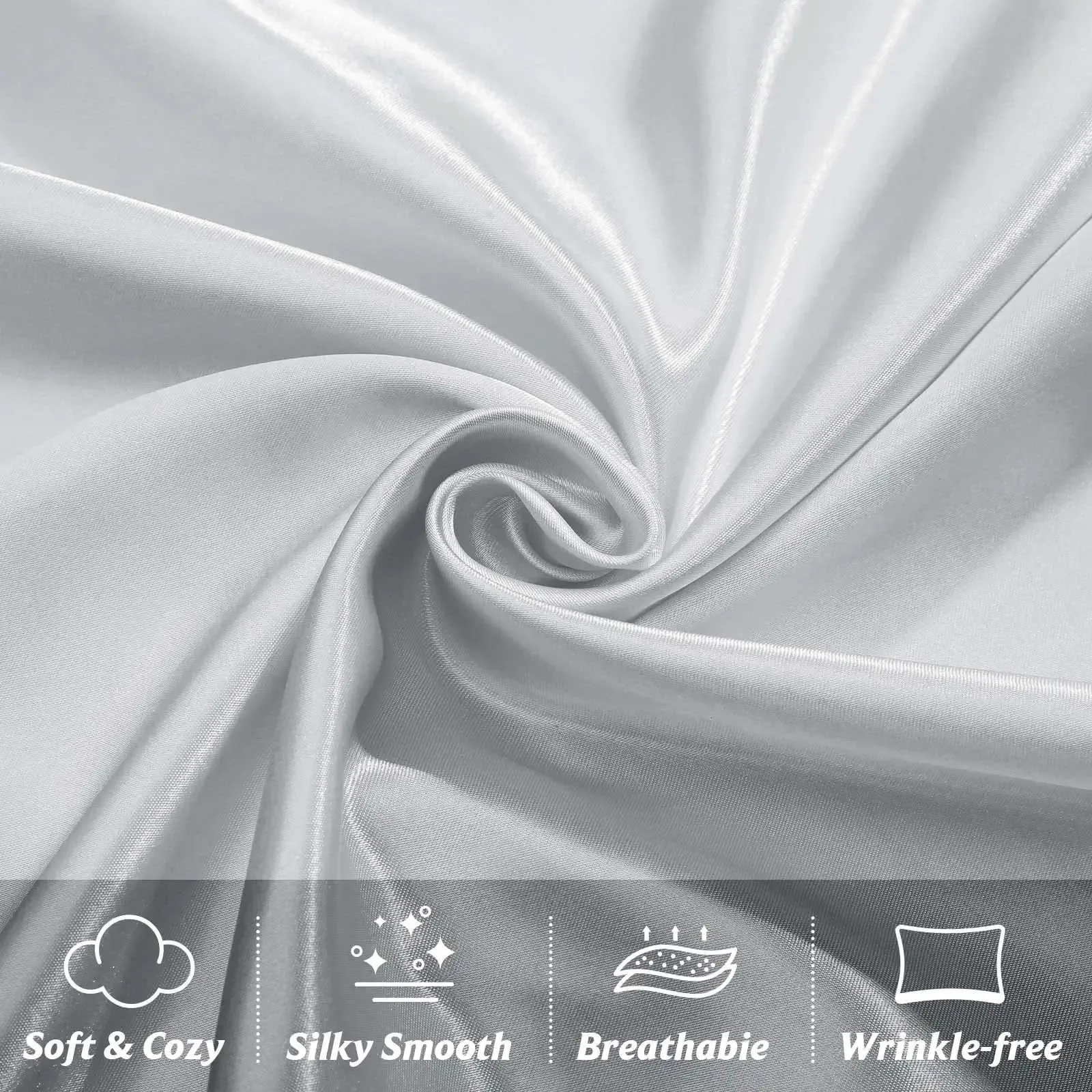 Super Soft and Breathable Satin Silk Pillowcase With  Zipper Luxury Silky Pillow Case