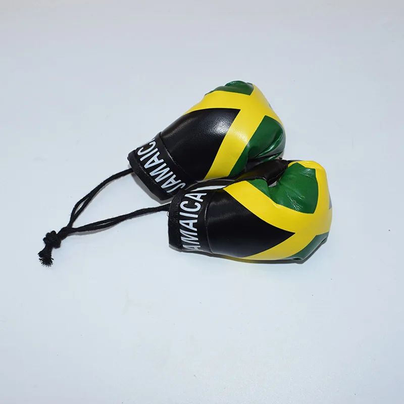 Custom Mini Boxing Gloves For Car Accessories Jamaica Flag Mini Flag Boxing Gloves For Car