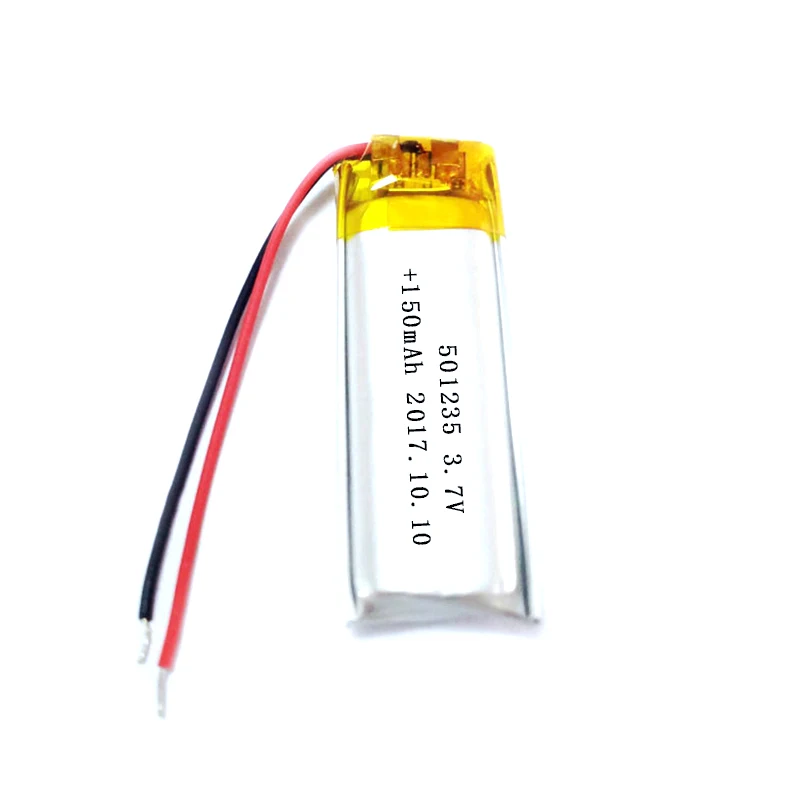 Rechargeable prismatic lithium polymer batteries 501235 150mAh 3.7v lipo battery with PCM and wire