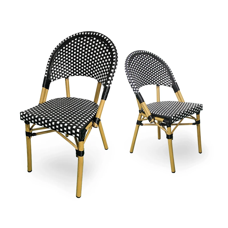 Juecheng home hotels bars synthetic rattan stackable outdoor chair garden wicker bistro chair