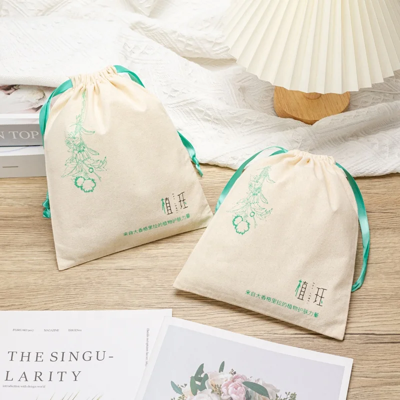 High Quality Recyclable 100% Cotton Bag With Customized Logo On The Label For Double Rope Dust Bag Garment Packaging