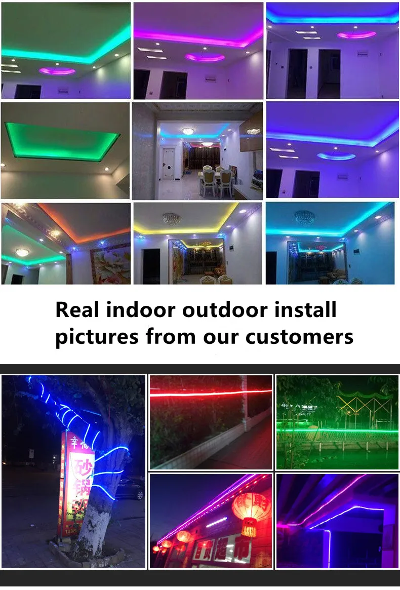 Светодиодная лента Rgb 100m 220v 5050 Smd Smart контроллер Rgbw Гибкая гибкая светодиодная Ip65 водонепроницаемая