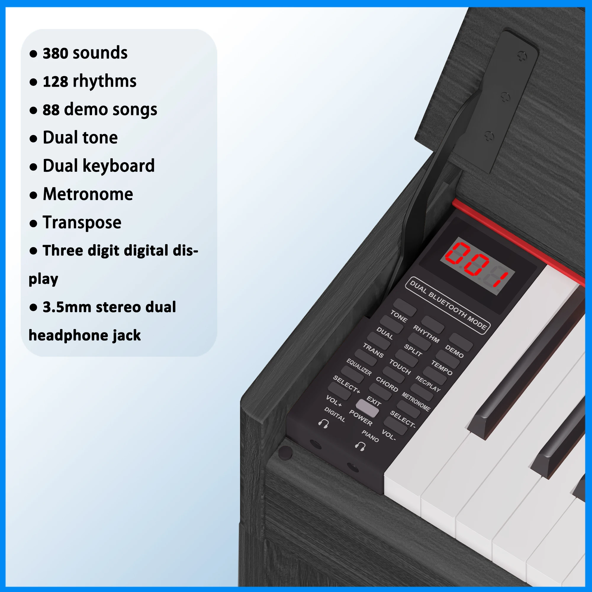 BLANTH 88 Key Weighted Digital Piano Electronic Digital Piano Keyboard Piano Professionnel