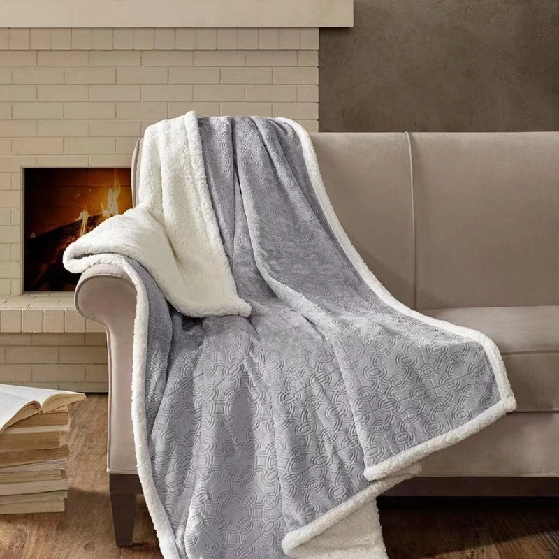 Luxury Oversized Textured Plush Throw 60*70 Premium Soft Cozy Embossed Micro Velour For Bed, Coach or Sofa