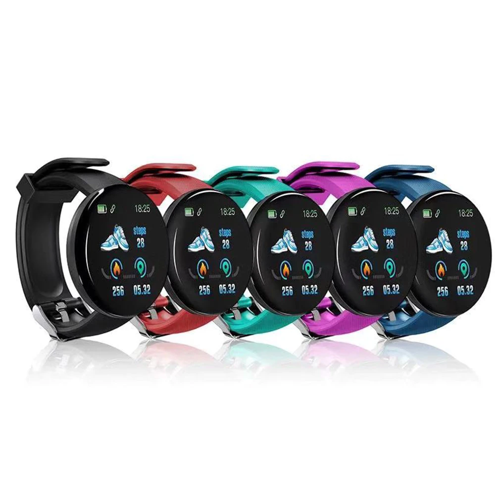 
Amazon Hot Sale Waterproof Sports Fitness Blood Pressure Smart Watch D18 Smart Tracker Pedometer Watch For Android IOS Men Women 