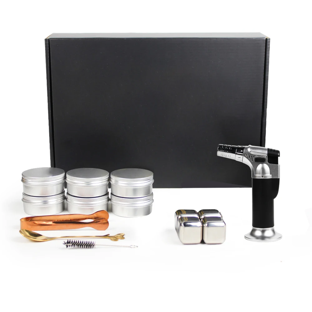 Customized Wood Cocktail Smoker Kit with Torch and Flavor Wood Chips