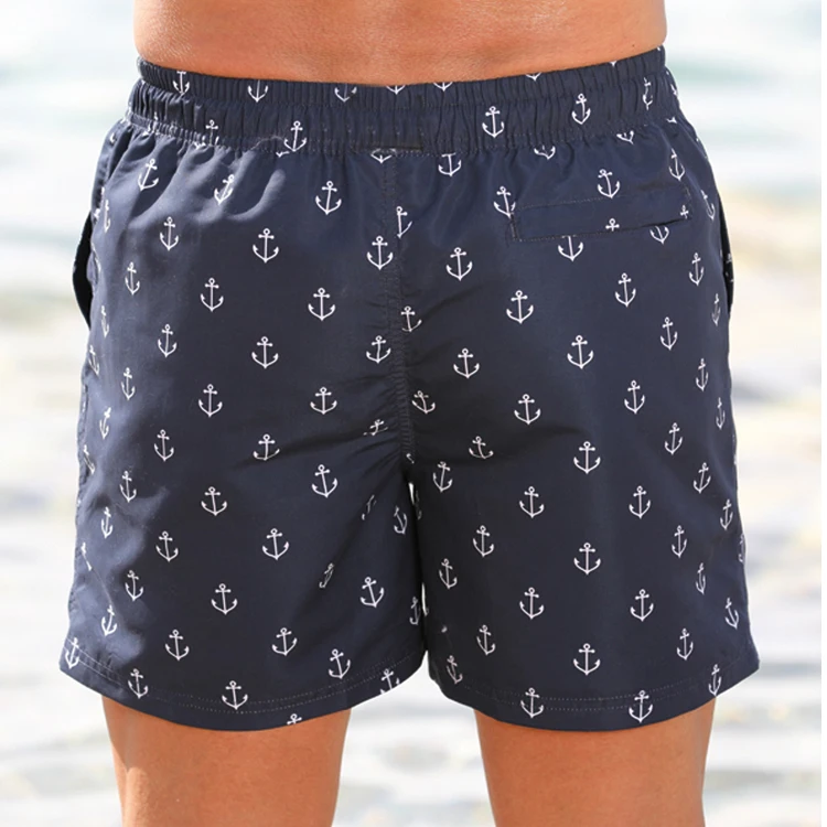 Custom Printed Mens Swim short Quick Dry Male Swimwear Surfing Beach Shorts with Side Pockets