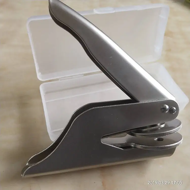 Customized Stainless Embosser Steel Stamp Office-Use Hand Embossing Seal Paper Press Stamp