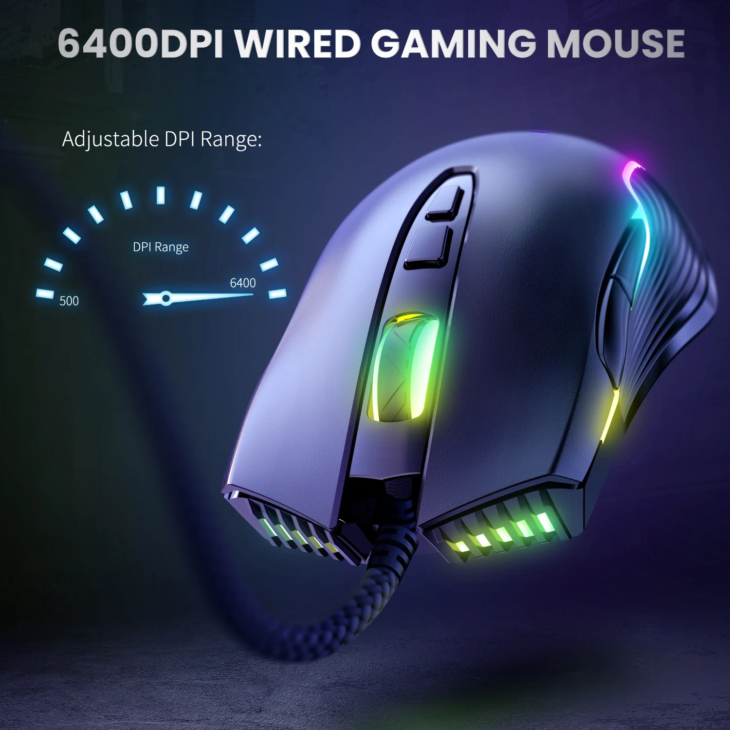 Onikuma CW905 Wired gaming mouse For Pc Laptop and Mac Computer with Ergonomics design 6400 DPI adjustable