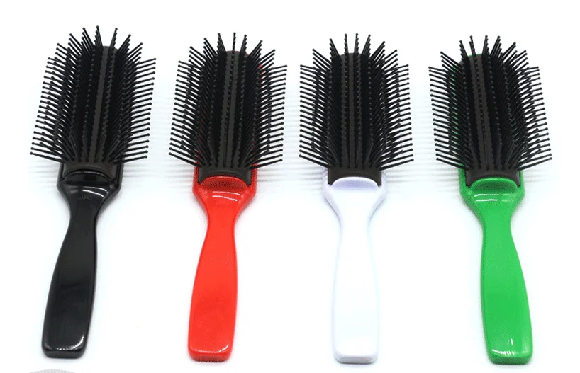 2021 Hot sales Best Wholesale Custom logo 9 Rows Detangler Comb Styling Curly Salon Vent Wet Detangling Barber Denman Hair Brush