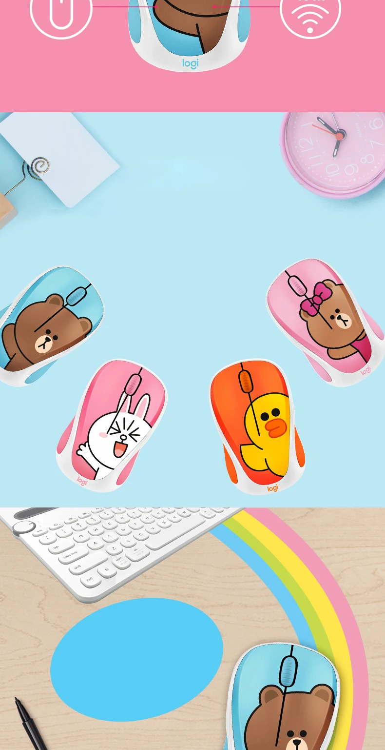 Мышь Logitech Line для друзей мультяшная беспроводная мышь тройная совок мороженое