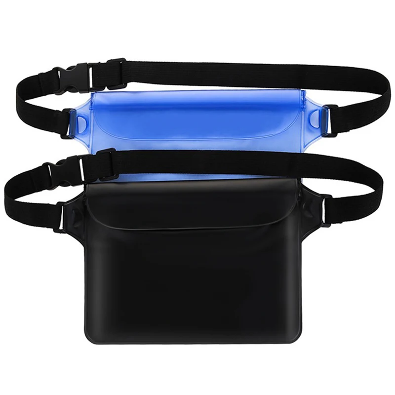 Waterproof Pouch Bag With Adjustable Waist Strap Transparent Screen Touchable Cell Phone Bags For Travel Beach Swimming Boating