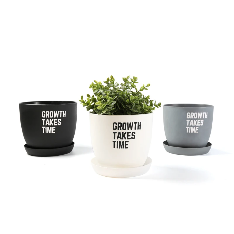 Wholesale mini planter vertical triangle virgin pp wood style flower plant pots plastic