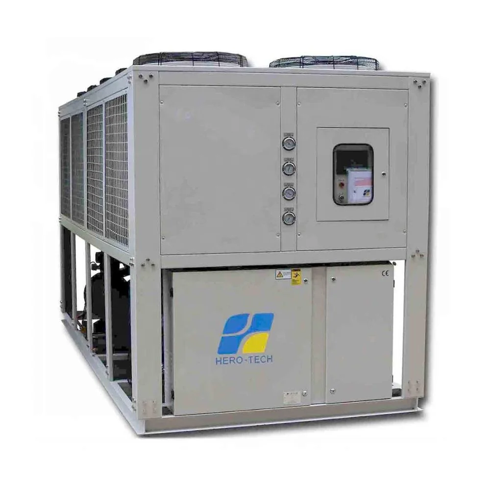 250kw Pet Making Machine Chiller 75hp Famous Brand Compressor Shell & Tube Finned Coil+low Noise Axil Fan Air-cooled HERO-TECH