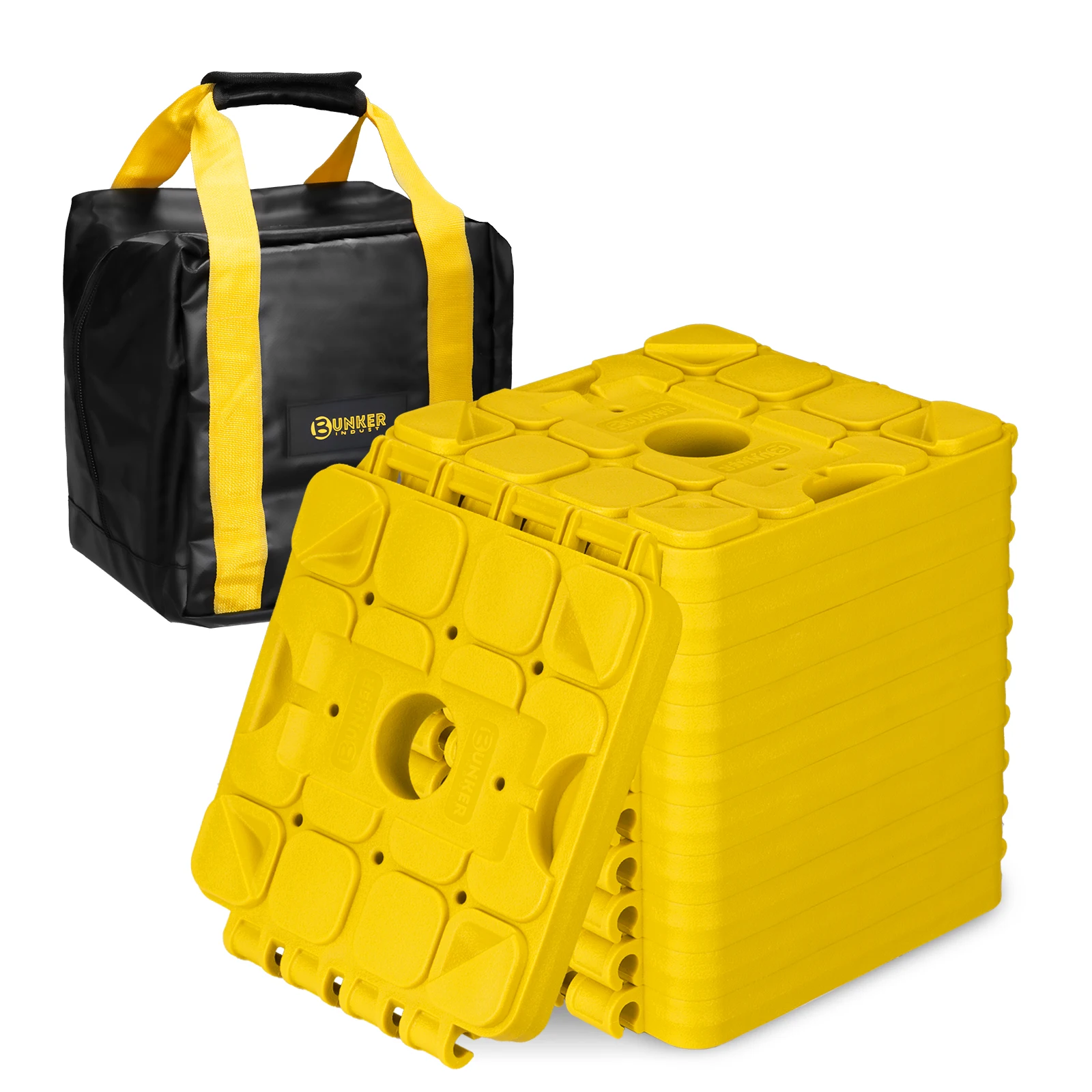 BUNKER INDUST Heavy Duty 3-in-1 Anti-Slip Jack Blocks Recovery Boards RV Leveling Blocks for RV Travel Trailers