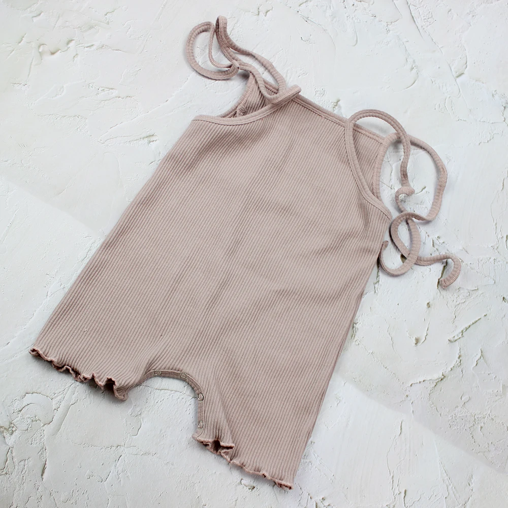 High Quality ropa de bebe ribbed cotton strapless infant baby clothes summer rompers girls for 3-6 months