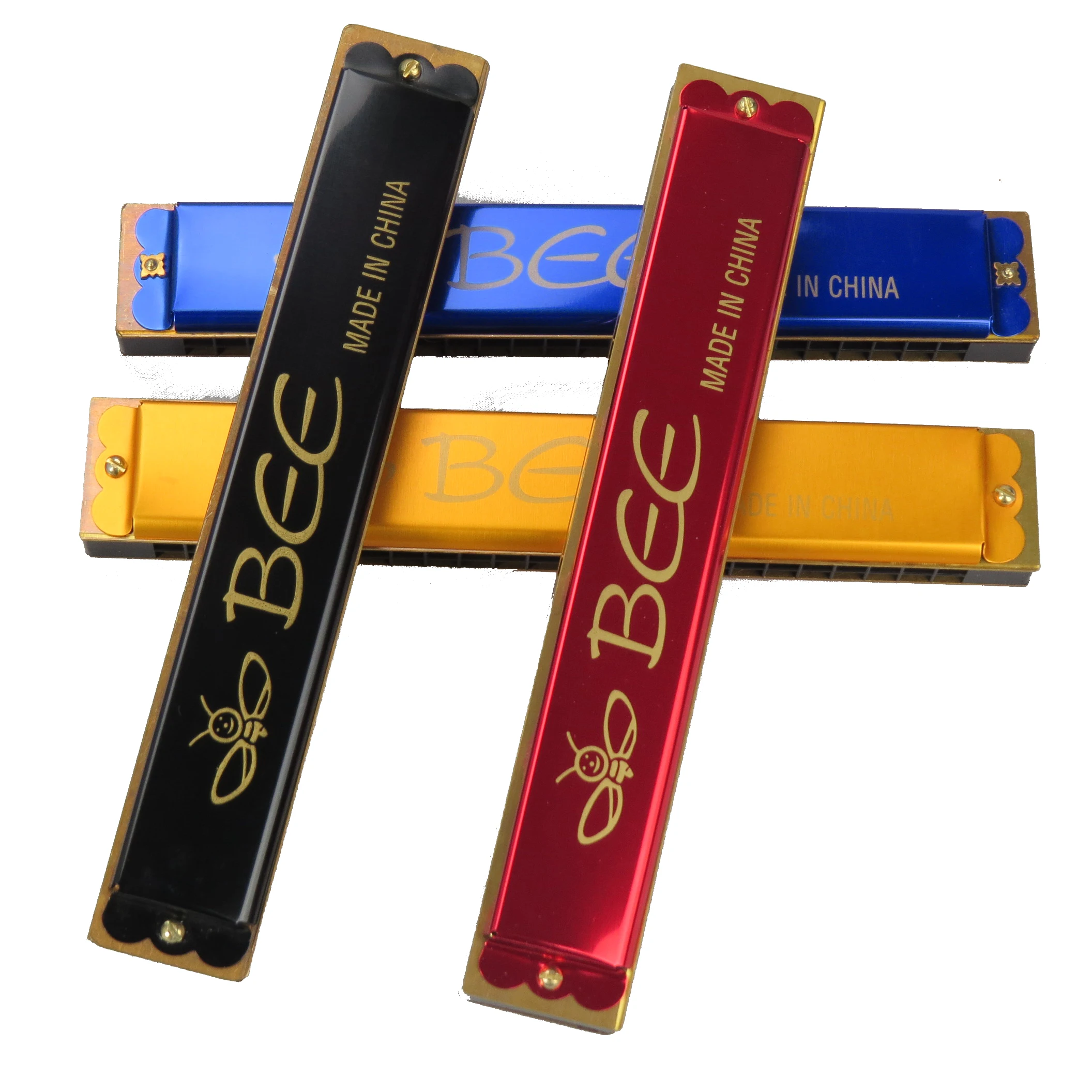 
DF24-1hot sale Bee brand harmonica 24 hole brass reedplate aluminum cover toy harmonica 
