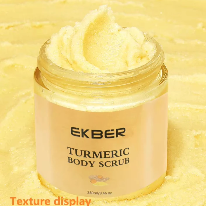 EKBER Private Label Natural Turmeric Vitamin C Exfoliating Hand Body Scrub Brightening Body Scrub For All Skin