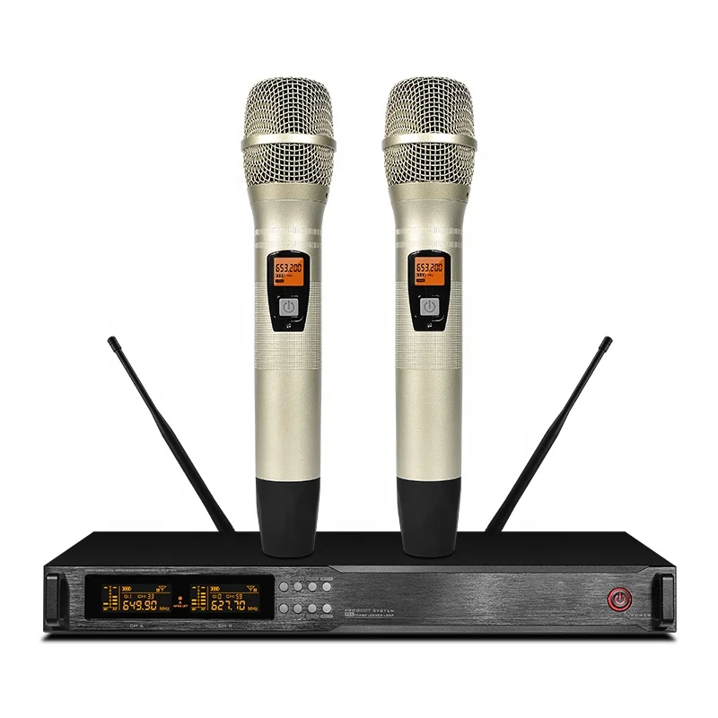 
ATSH AT6200 Professional Vocal Artist UHF Karaoke 2 Channel Wireless Microphone System 