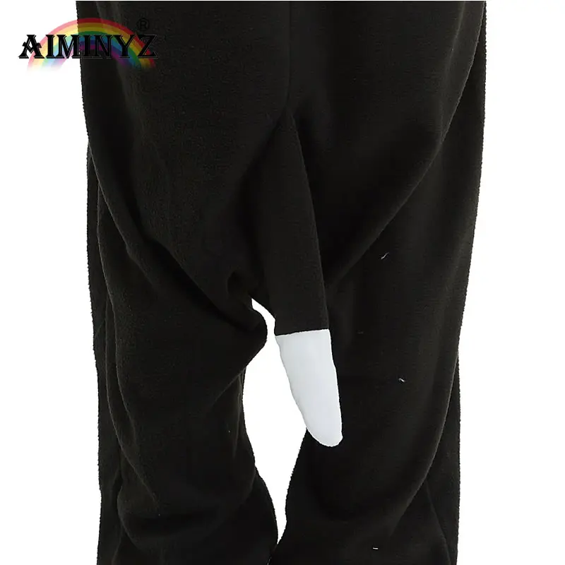 AIMINYZ Winter Animal Pyjamas Polar Fleece Hoodie Sleepwear Pajamas For Women Wolf Black Adult In stock Onesie Loose Costume