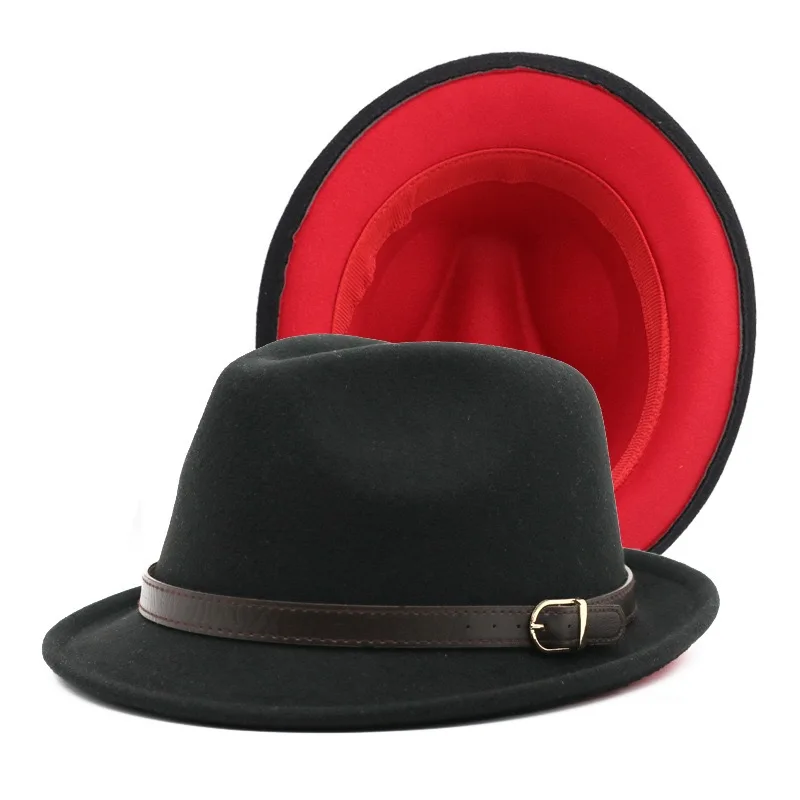 Custom Spring Autumn Custom New Stylish Men Design Fadora Wholesale Two Tone Colour Short Brim Trilby Fedora Hats with Belt