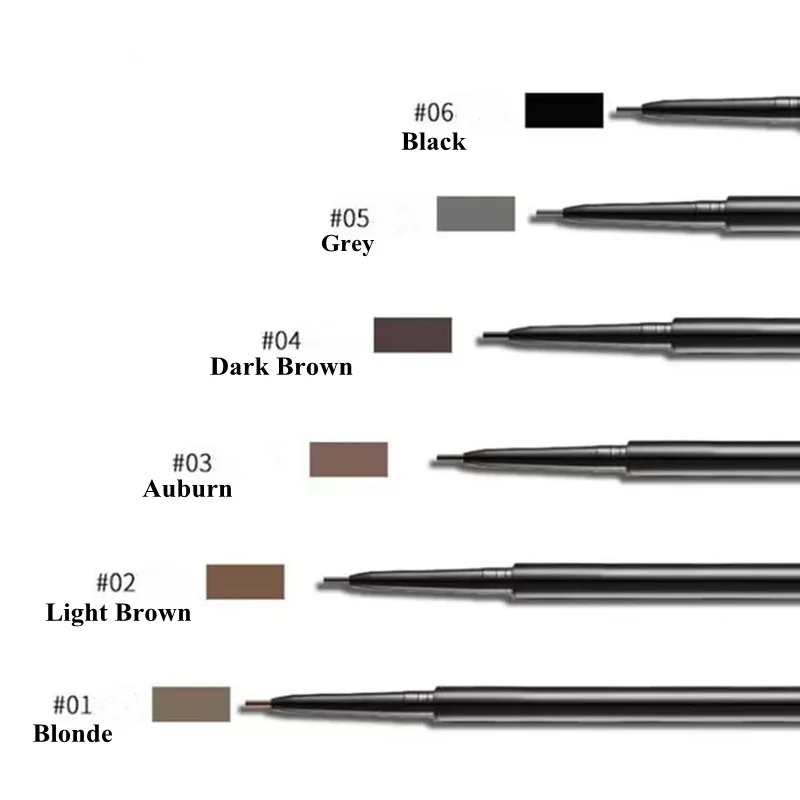 6 Colors Brown And Gray Waterproof Eye Brow Eyeliner Eyebrow Pen Pencil With Brush Makeup Private Label Eyebrow Pencil