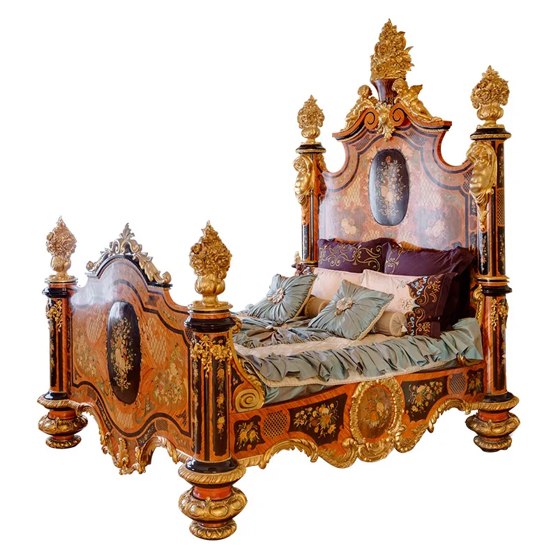customized Factory Manufacture Living Room European Solid Bed Room Carved Wood Furniture for home furniture