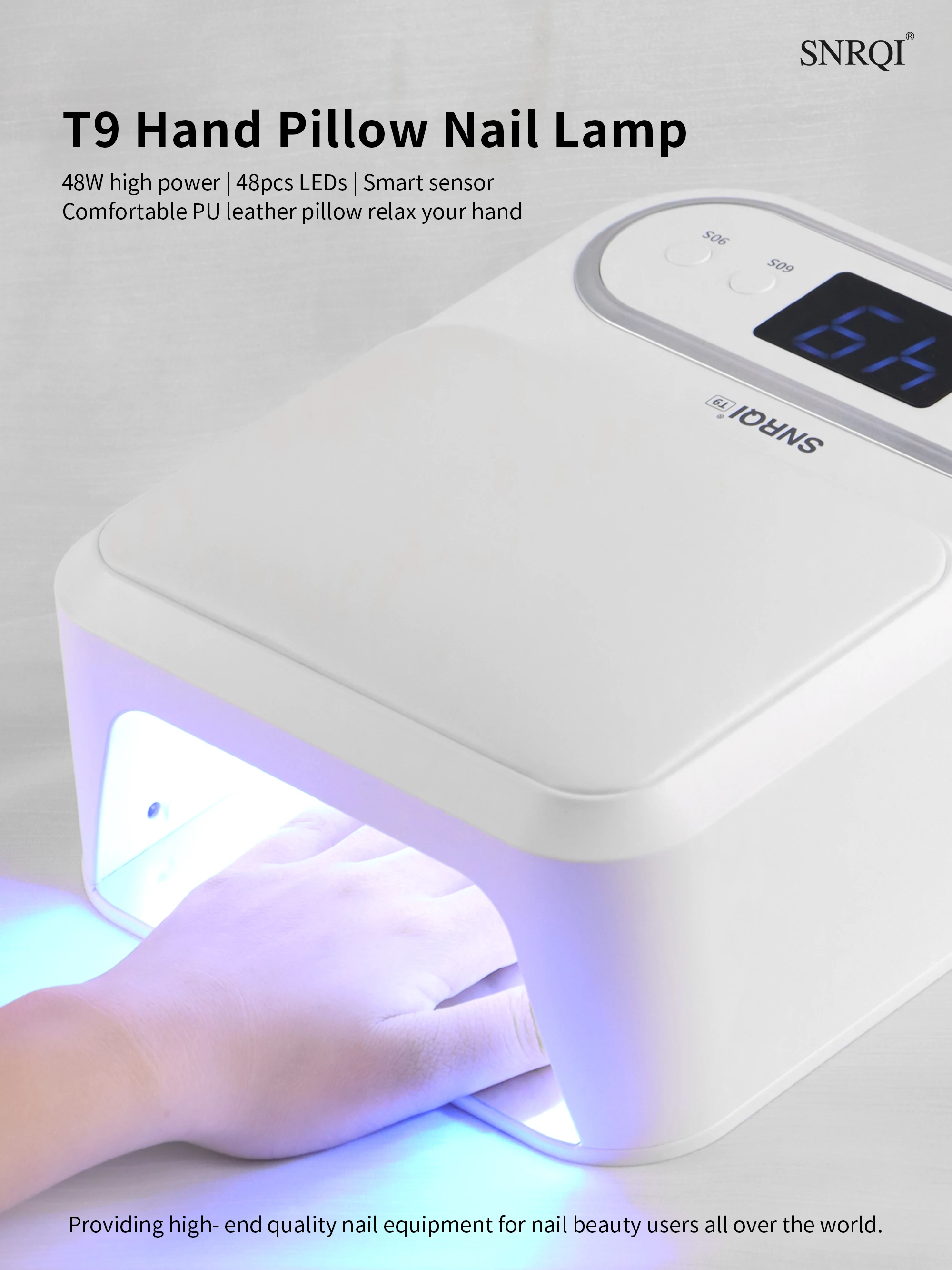 SNRQI 2024 New 2 In 1 High Power 48W UV LED Nail Lamp with 48 Beads 4 Timer Settings Detachable Base Nail Lamp