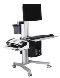 height adjustable mobile computer cart desk