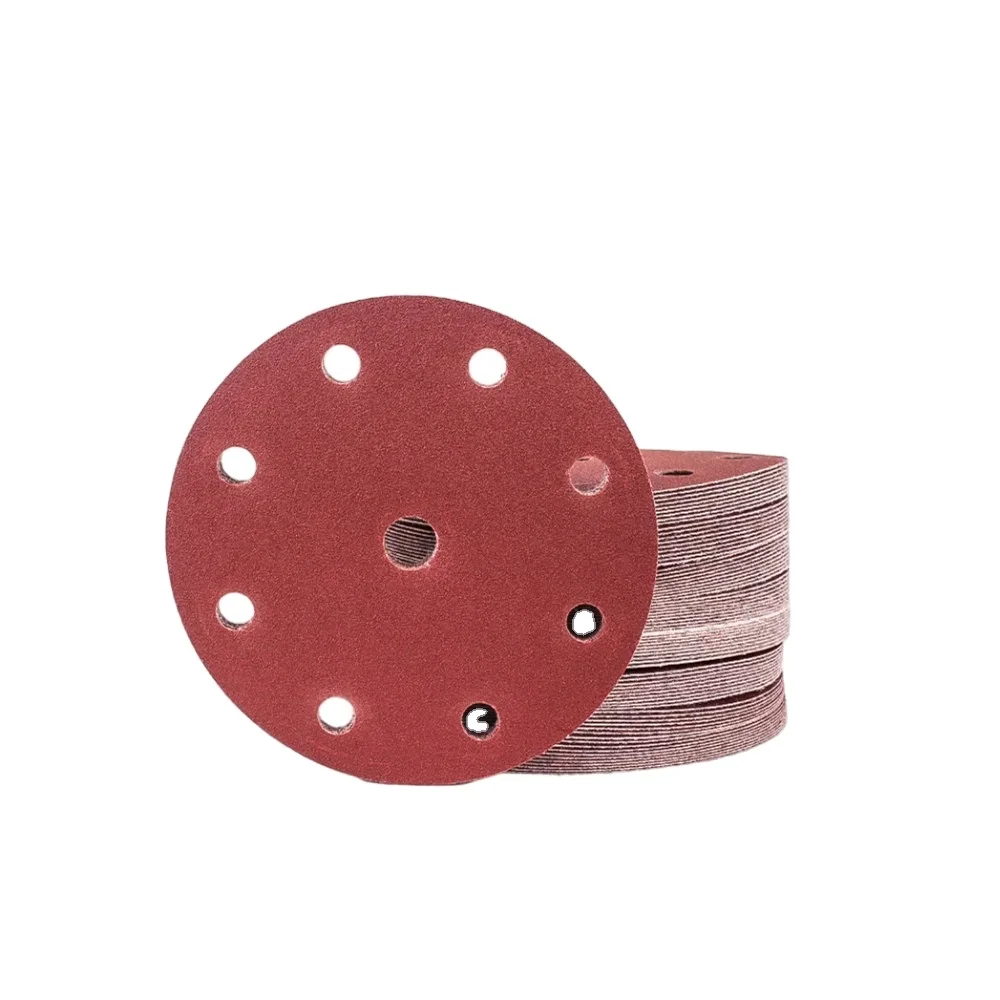 Abrasive Sanding Disc 150mm 6 Inch Red 8+1 Holes Sanding Disc Round Sanding Disc for Polishing