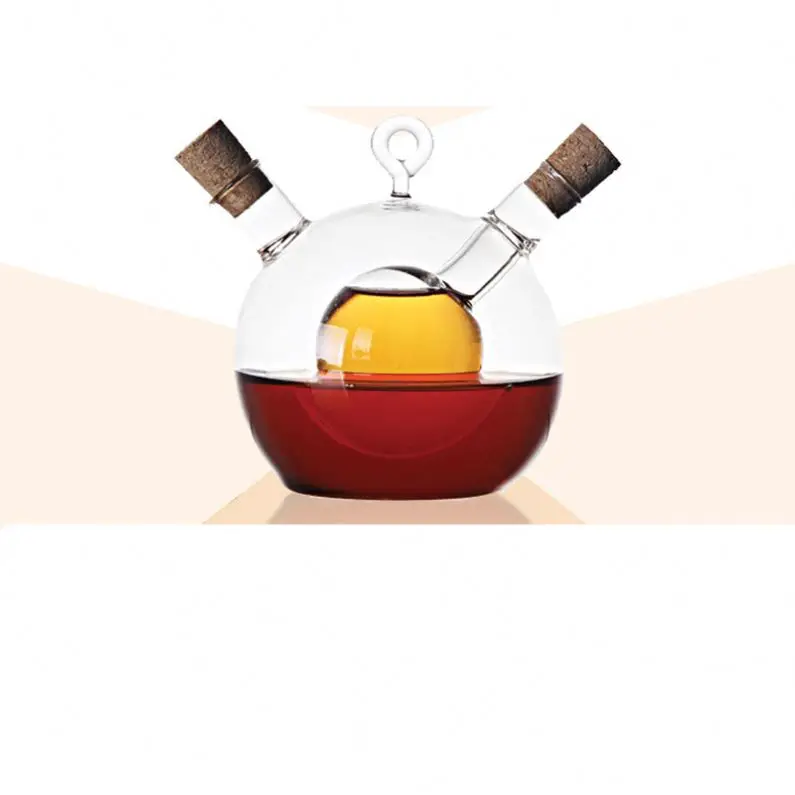 Olive Oil and Vinegar Dispenser Cruet Bottles 2 in 1 Transparent Glass Oil Bottles for kitchen Cooking Container