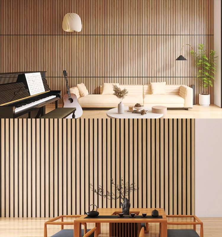 KASARO Good Quality Modern mdf akupanel wood slatted wall acoustic felt panel acoustic panels