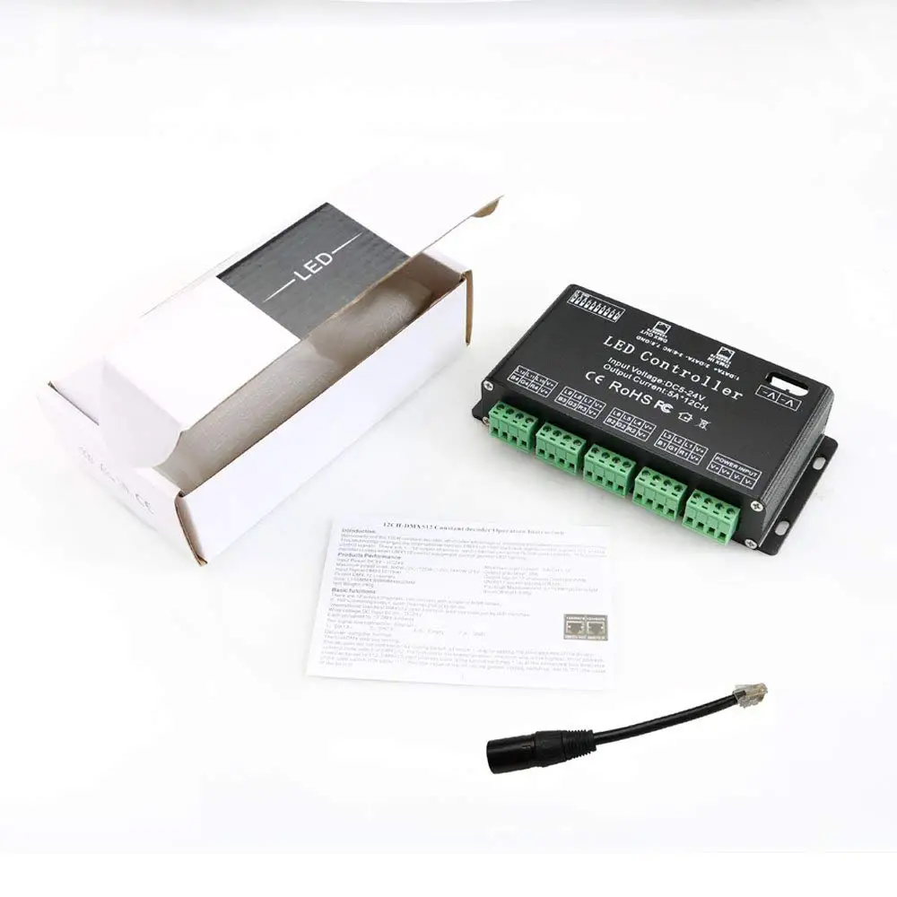 Новый Заводская цена высокое качество DC5-24V DMX 512 декодер DMX512-12CH дисплей DMX512 светодиодный контроллер 12 каналов