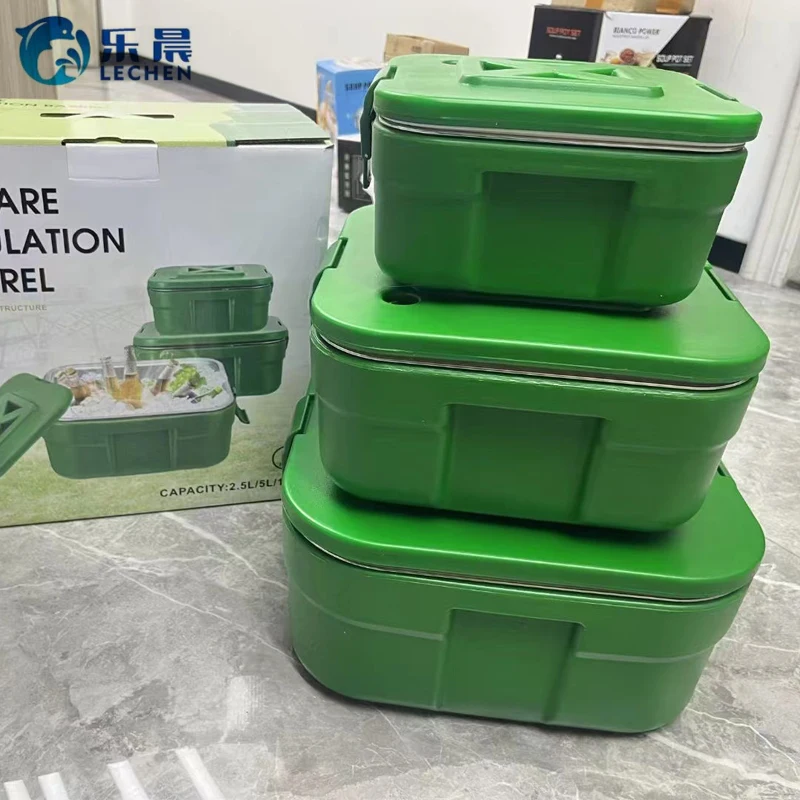 FOOD WARMER hot POT Party and picnic ice cooler box Extra large double insulated bucket Rectangle Storage Box 3PCS SET(2.5/5/10L
