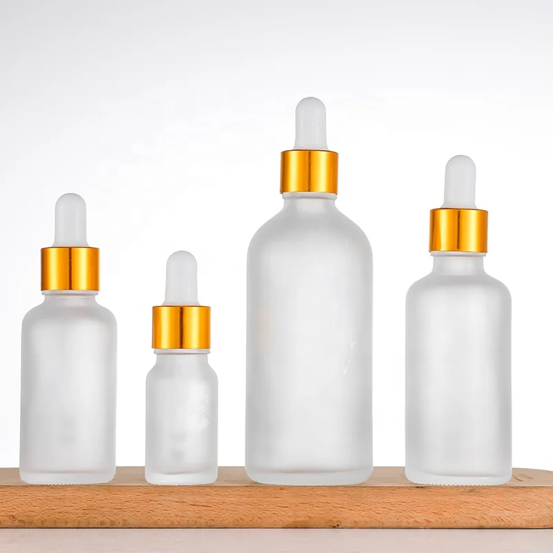 Hot selling frosted gold 1oz 30 ml 60 ml 120 ml dropper bottle packaging 2 oz glass bottle with dropper