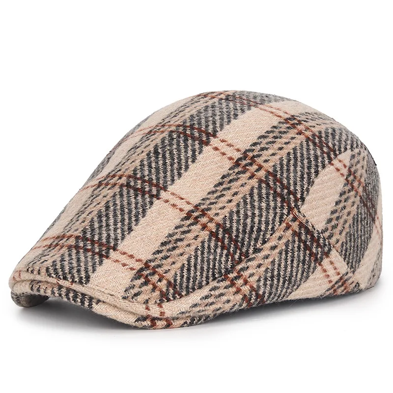 Factory vintage Plaid women mans winter hat  British french beret hat Retro Newsboy berets caps