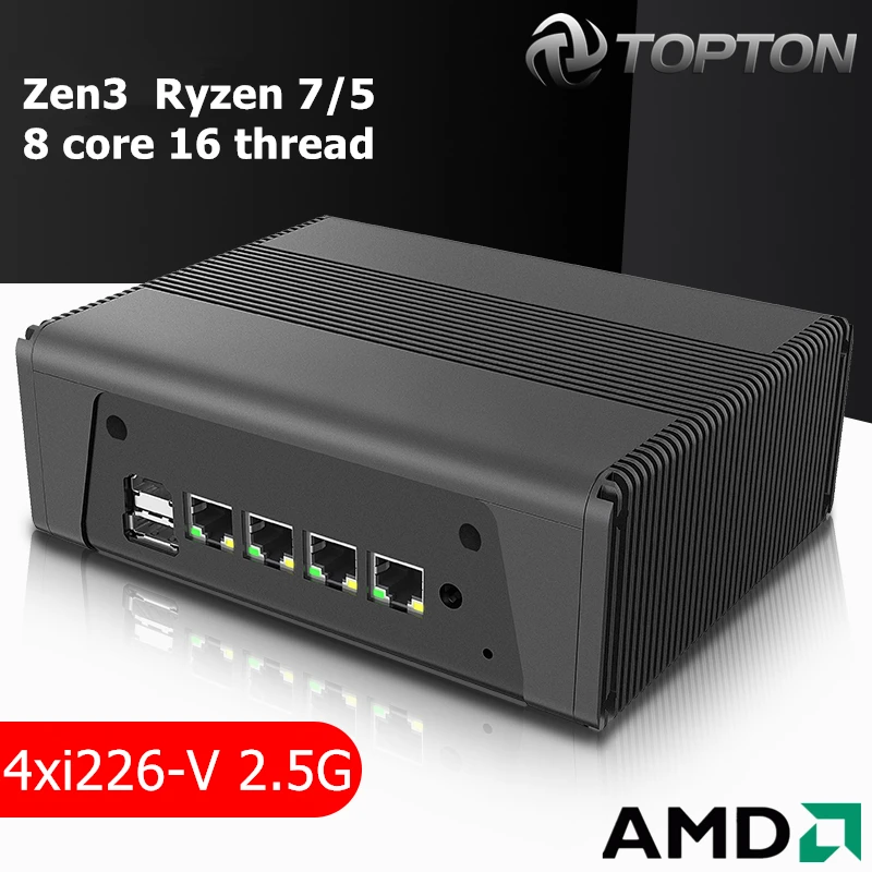 AMD Мини ПК R7 5825U 5800U мягкая маршрутизатор NAS сервер 4x InteI i226-V 2 5G брандмауэр прибор 3 * NVMe SATA 3x4K UHD